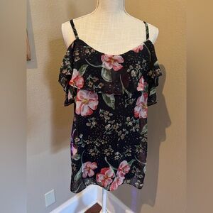 CAbi Floral Ruffle Top